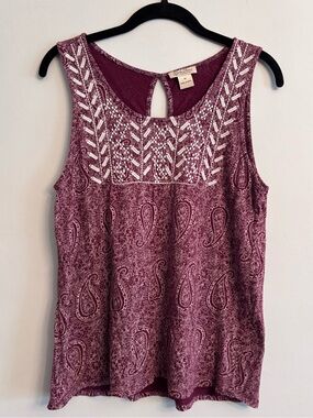 Lucky Brand Paisley Embroidered Tank Top